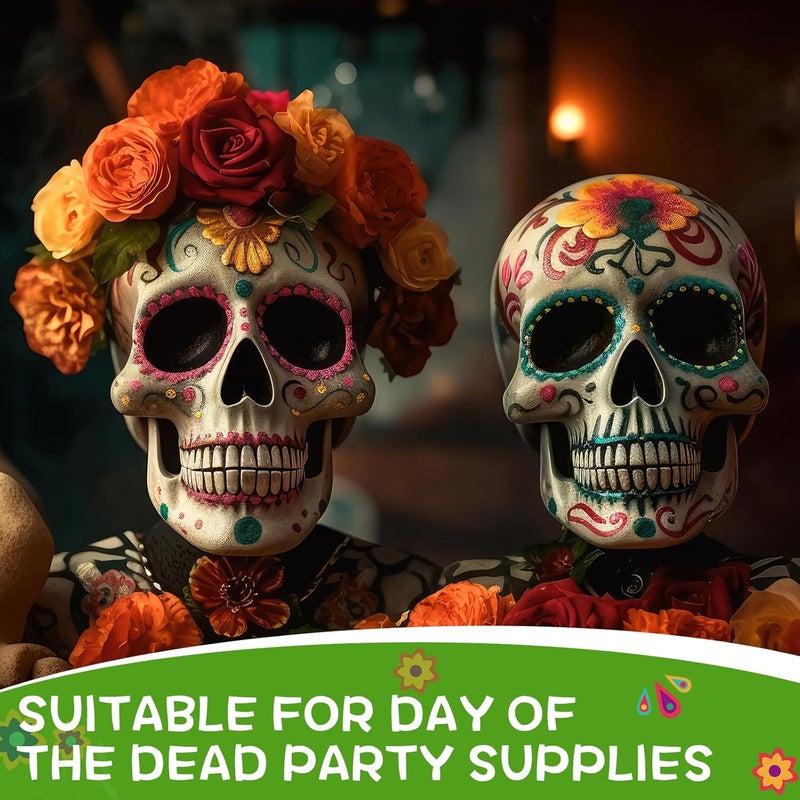 Colingmill 6 Pcs Halloween Skull Ceramic Ready to Paint 5 Inch Ready to Paint Your Own Sugar Skull Figurines Unpainted Plaster Arts and Crafts for Adults Day of The Dead Party Supplies (Classic) - Image 5